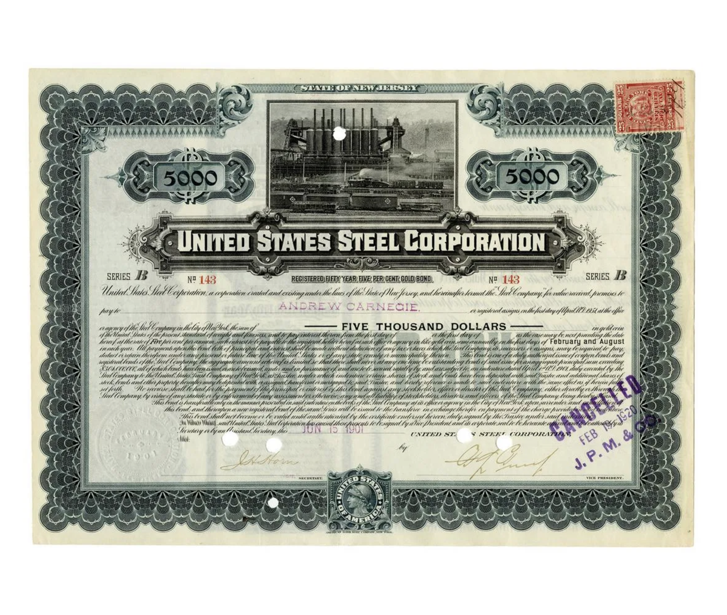 United States Steel Corporation $5,000 stock